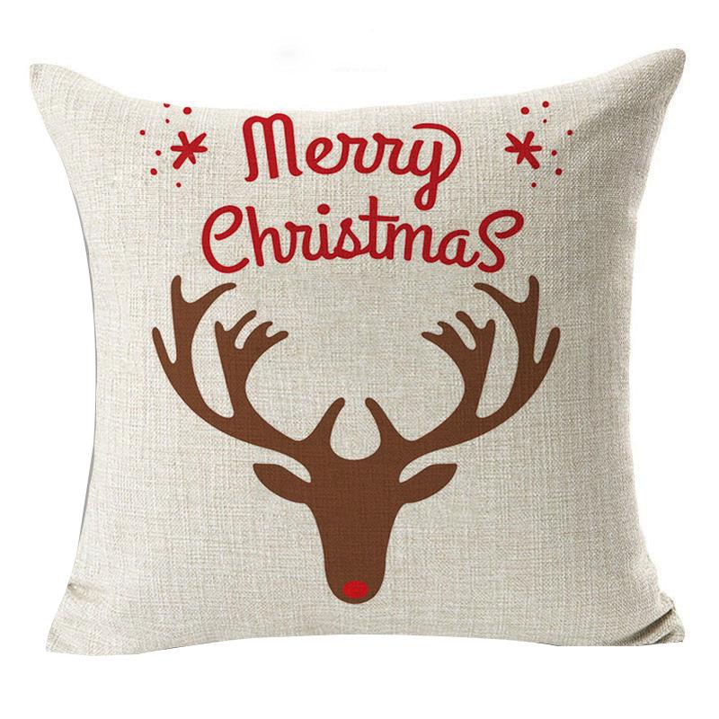 New Year Christmas Gift Elk Letter Sofa Cushion Linen Pillow Car Pillow Cover Premium Durable Quality Useful Practical