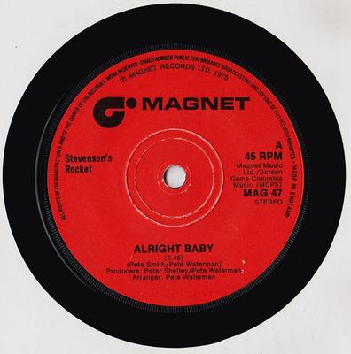7-дюймовая пластинка STEVENSON'S ROCKET - Alright Baby MAG47 MAGNET 1975 UK Поп Б/У
