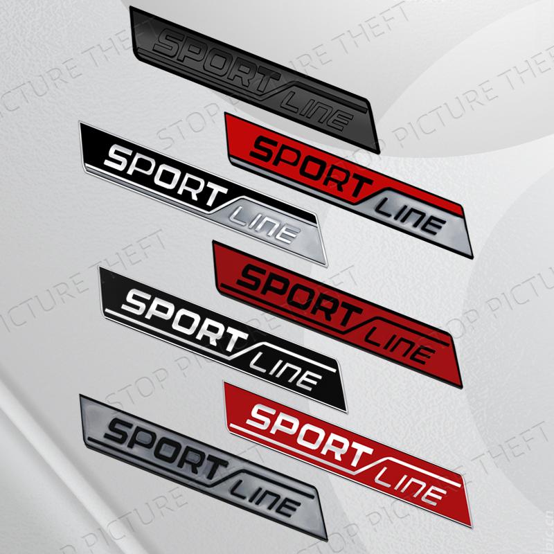 JBIW9 Metal Alloy Sport Line Logo Car Grille Badge Trunk Sticker Decoration Emblem For Skoda Fabia Octavia Citigo Rapid Kodiaq Karoq