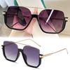 Retro Double Beam Large Frame Metal Sunglasses For Women Men fashion Square Brown Driving Glasses Outdoor Shades UV Resistance