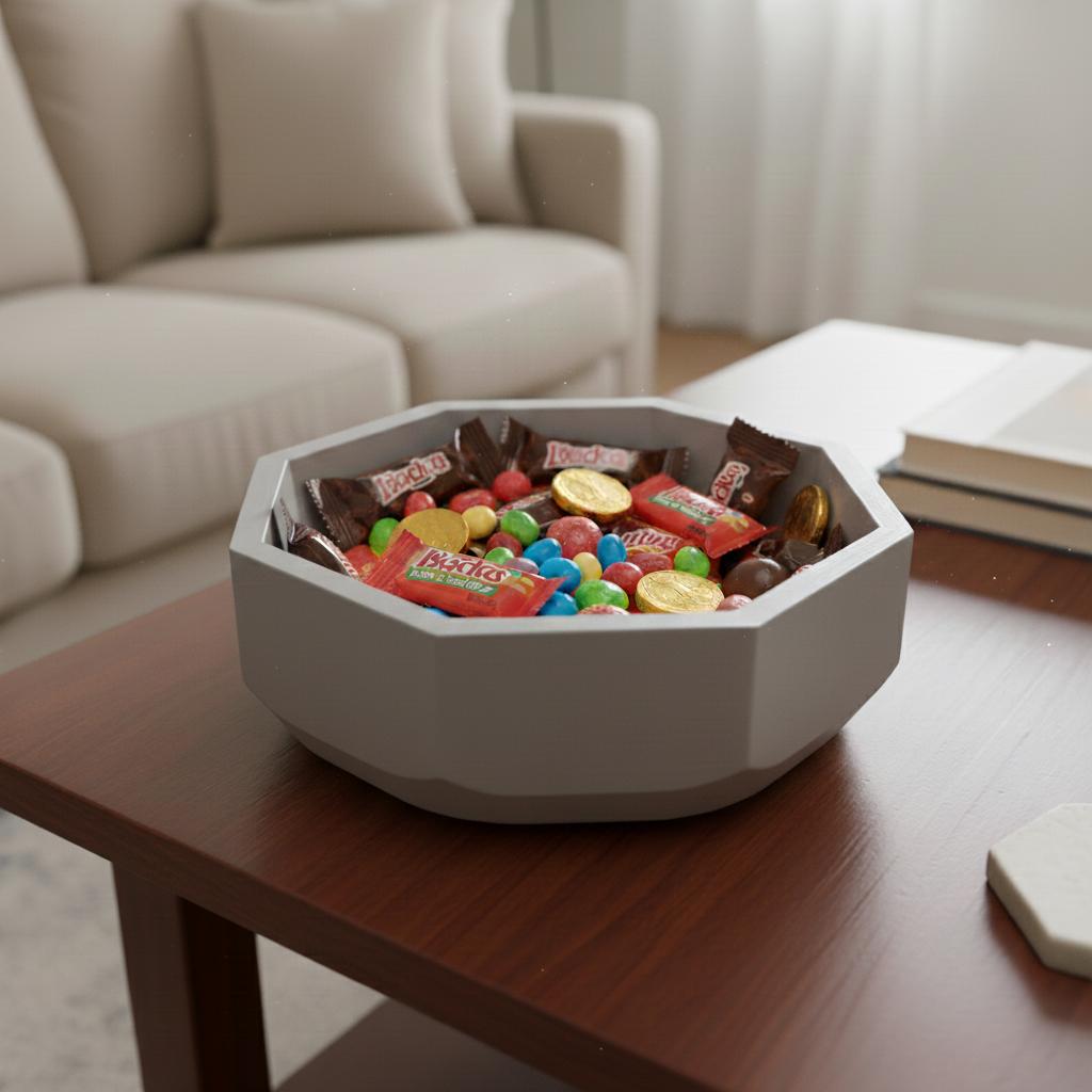 Geometric gray octagonal bowl, modern design