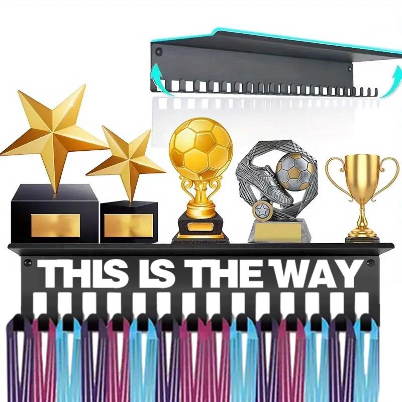 Medal Display Rack With 15 Hooks Wall-Mounted Trophy Stand Key Hooks Suitable For Medals, Ribbons, And Decorations, Room Decor