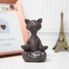 Meditating Cat Figurine Resin Zen Cat Sculpture Sit In Meditation Cat Ornament for Yoga Living Room Bedroom Office Gift for Cat Lover