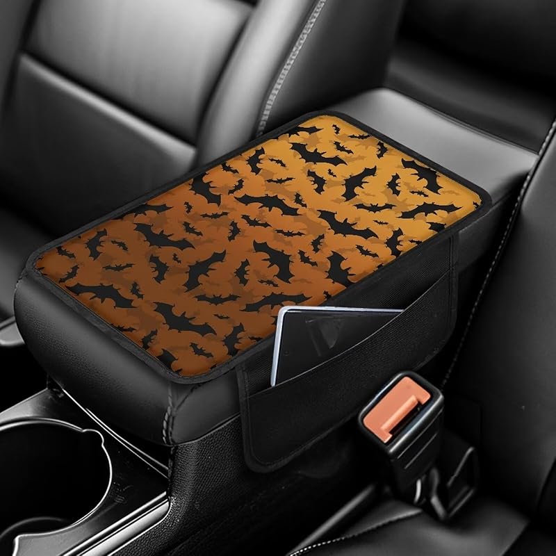 Чехол на центральную консоль автомобиля с принтом черепа, нескользящий чехол на подлокотник для автомобиля, универсальные защитные чехлы для подлокотников, подходят для автомобилей, внедорожников, декоративные чехлы для автомобилей
