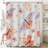 Whimsical Shower Curtain Cartoon Butterfly Print Decorative Waterproof Bath Liner for Kids Bathroom