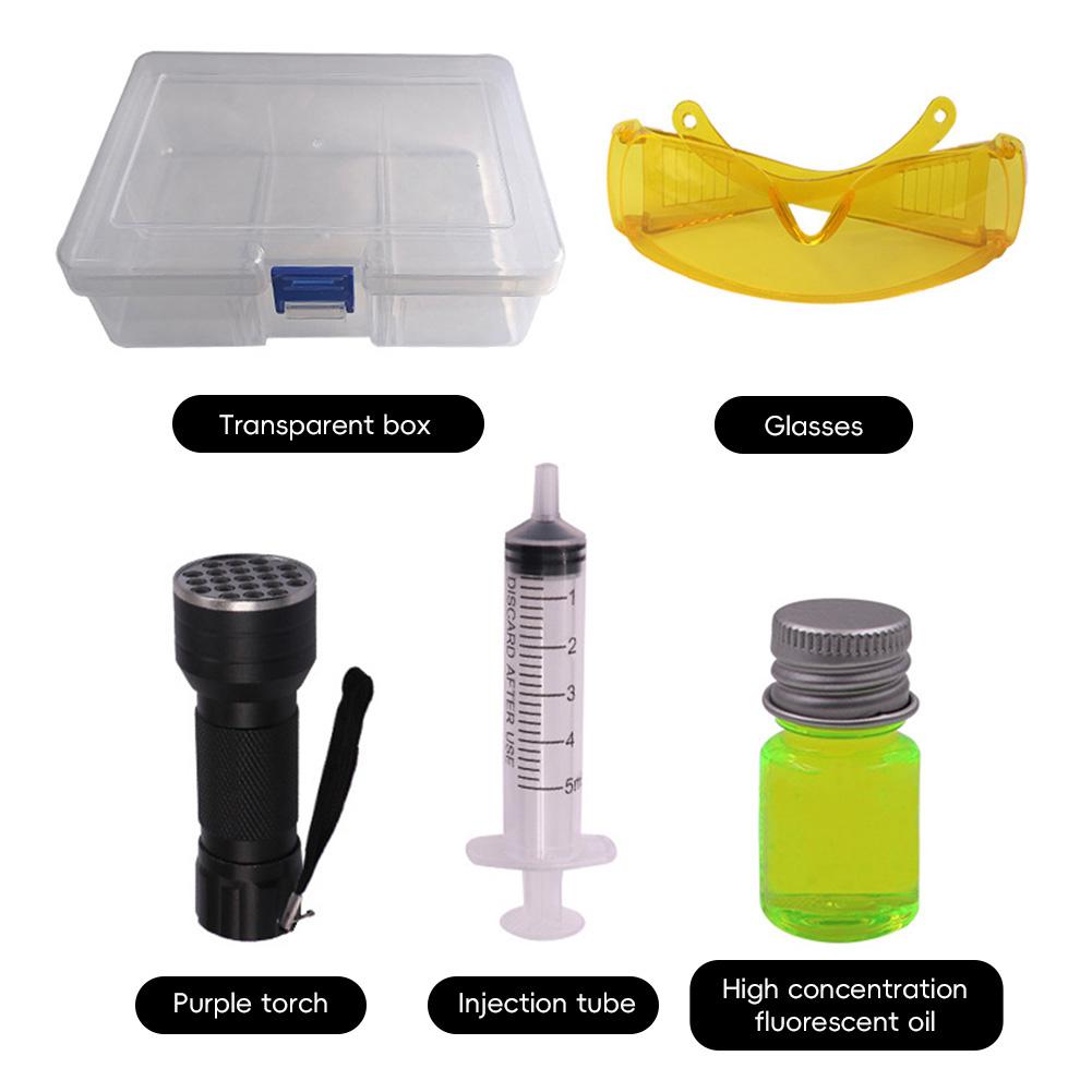 Автоматический флуоресцентный прибор для обнаружения утечек Инструмент для ремонта автомобильных кондиционеров R134a Хладагент Газовый детектор для проверки утечек кондиционера УФ-краситель