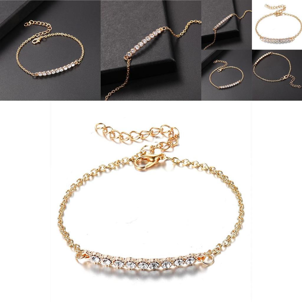 Stylish Women's Rhinestone Bracelet With Gold Plated Chain And Classic Look