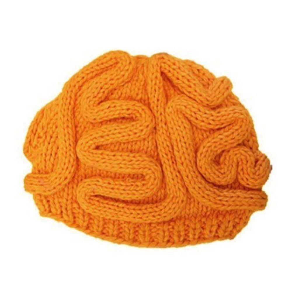 Warm Brain Pullover Cap Creative Funny Brain Beanie Stretchy Knitted Brain Hat Outdoor