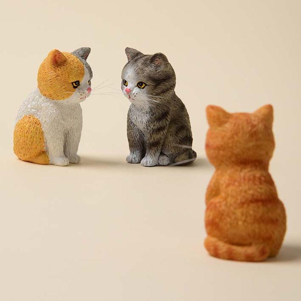 Cartoon Style Sitting Cat Pet Model Tiger Spot Cat Decoration Dollhouse Model