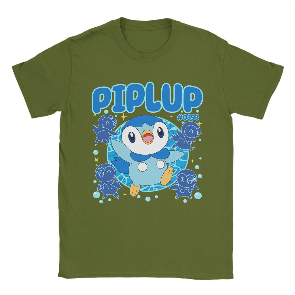 Awesome Piplup Focused Tshirt For Unisex Round Neck Pure Cotton T Shirt Short Sleeve Tees Printed Clothing