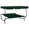 2 Person Sun Lounger with Sun Canopy and Cushions Green