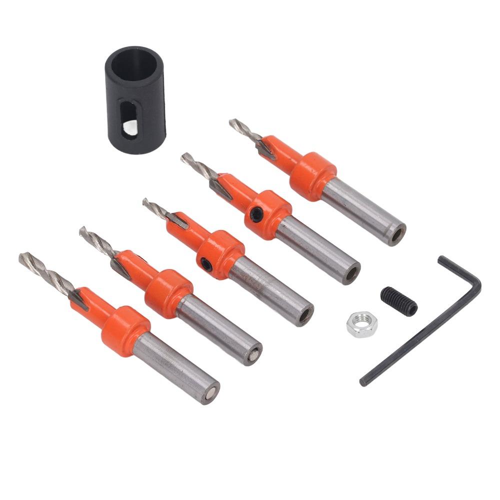 5pcs High Carbon Steel Countersink Drill Bit Set 8mm Shank Woodworking Drill Bit  For Woodworking