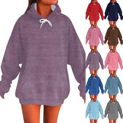 Женская модная повседневная толстовка с длинным рукавом и капюшоном, однотонная толстовка