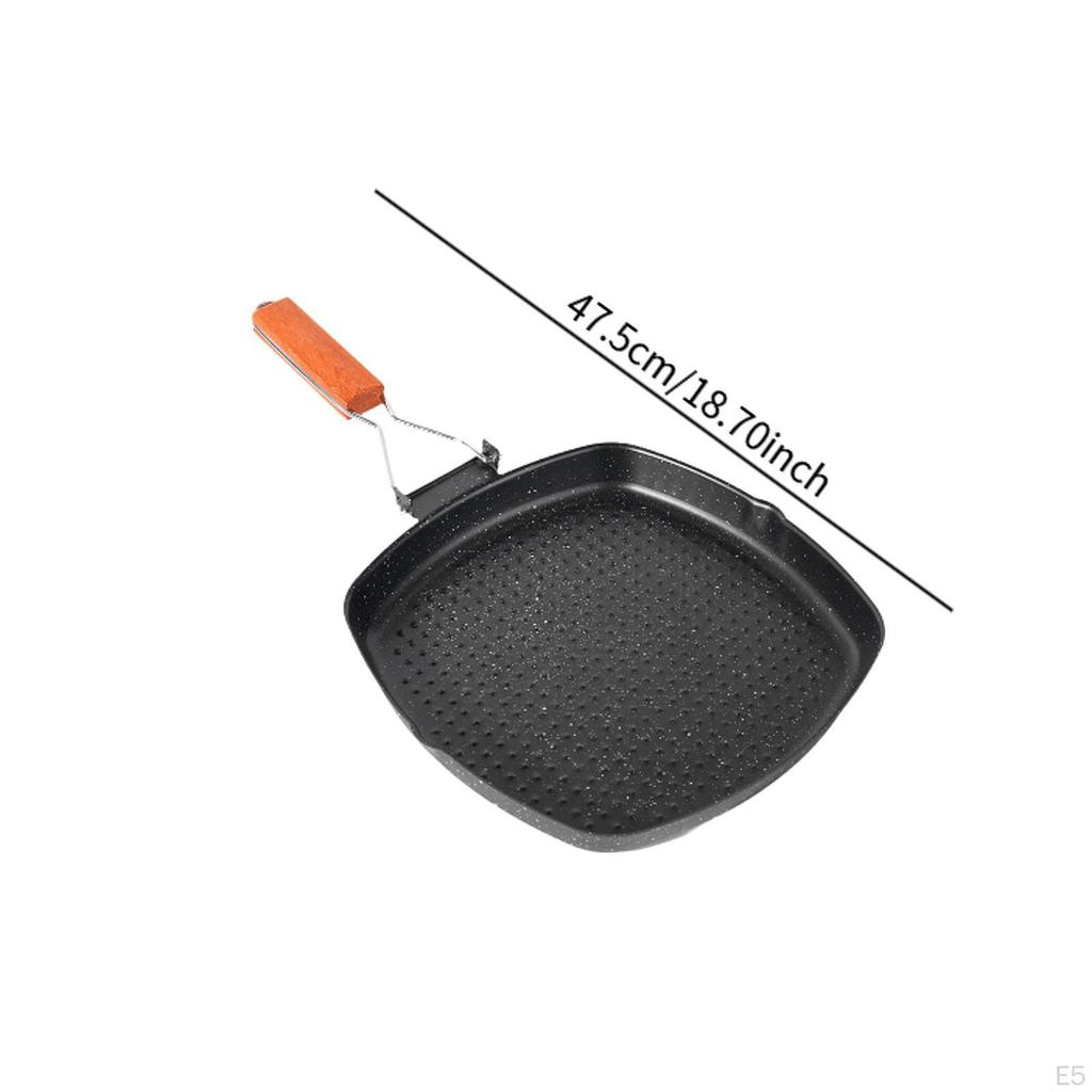 Сковорода для стейков Посуда Утолщенная Легкая С антипригарным покрытием Складная ручка для кухни