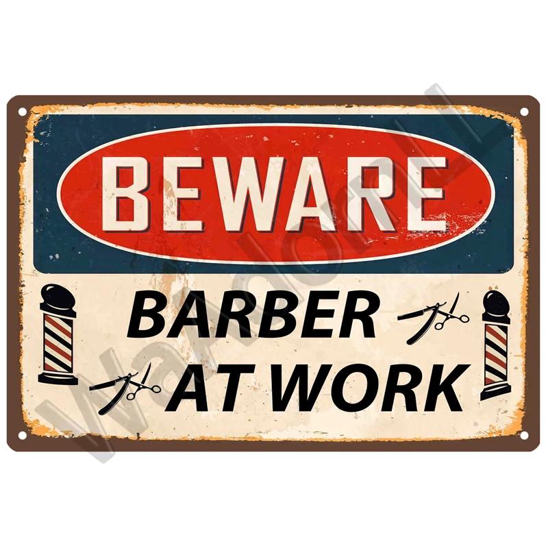 Barber Shop Tin Sign Poster Vintage Wall Posters Metal Sign Decorative Wall Plate Kitchen Plaque Metal Vintage Decor Accessories