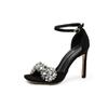 Summer Rhinestone Designer Heel Sandals Women Sexy Peep Toe Thin High Heels Elegant Ankle Strap Pumps Luxury Banquet Dress Shoes