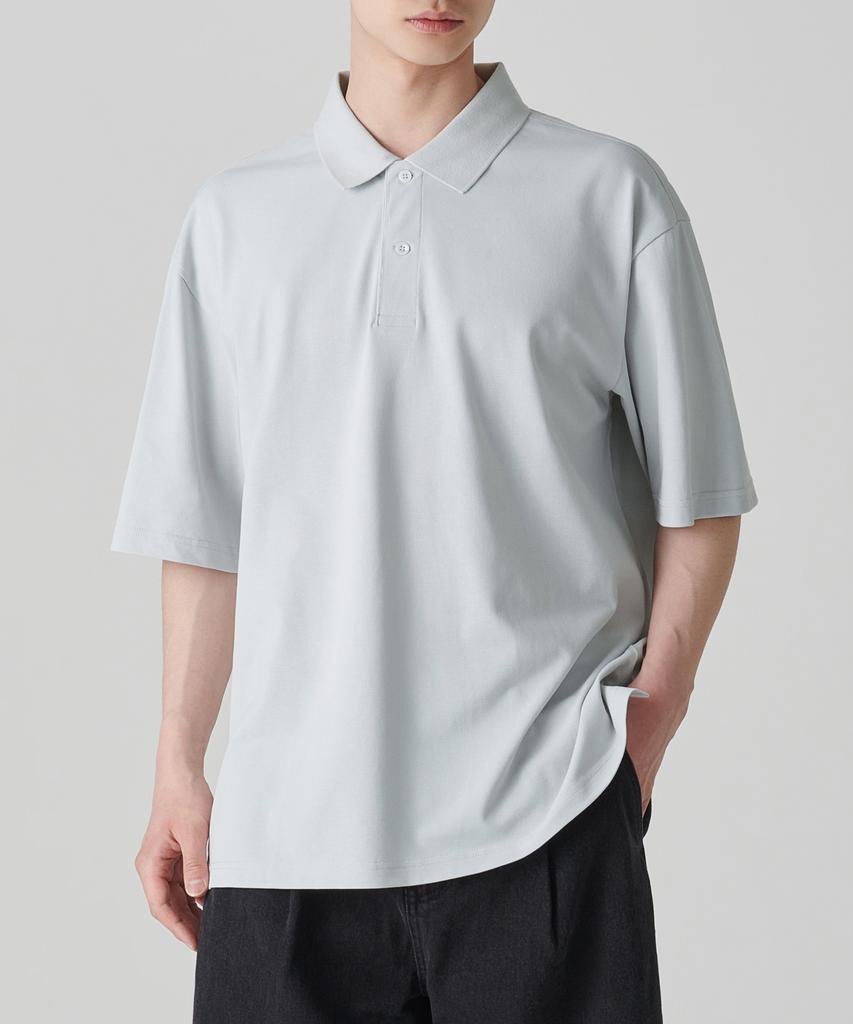 MUSINSA STANDARD [Cooltandard] Oversized Pique Polo Shirt [Ash Grey]