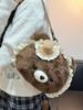 Cute Cartoon Plush Bear Backpack For Women Lightweight Casual Foldable Shoulder Bag With Zipper