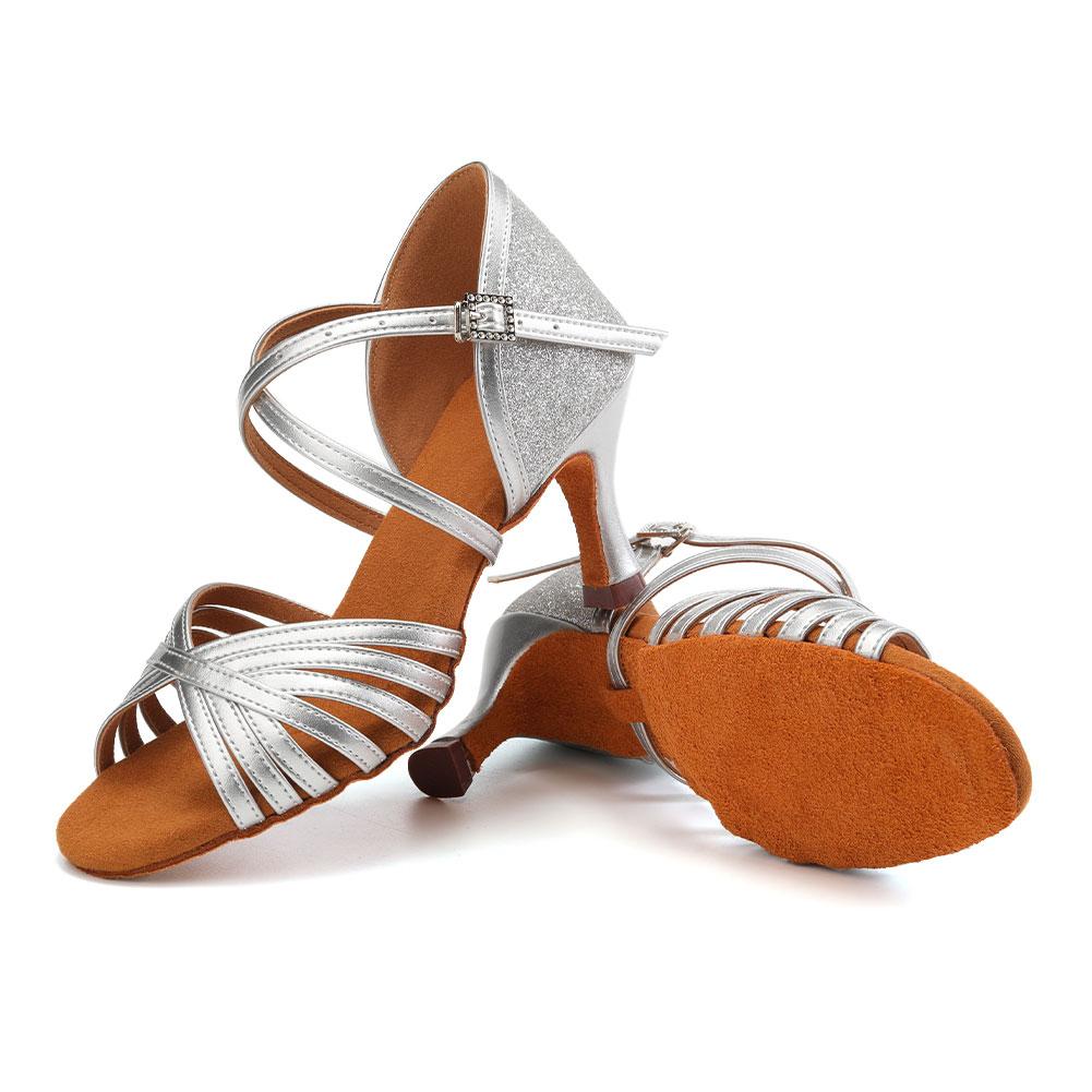 Women Girls Latin Dance Shoes High-heeled Salsa Ballroom Tango Shoes Soft Sole 7CM Heel