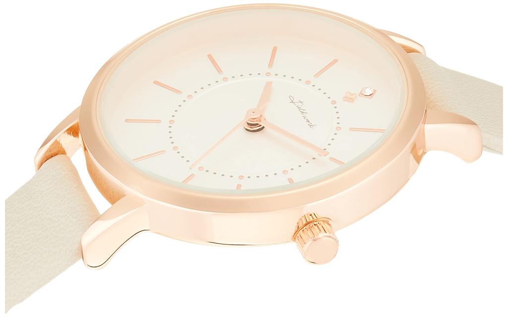 Fieldwork Analog Simple Pink Gold with Leather Watch, Strap, Ivory, JN001-1, Women's
