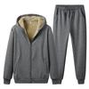 Мужской костюм, флисовый свитер с капюшоном из ягненка, теплый комплект из двух частей для занятий спортом на отдыхе