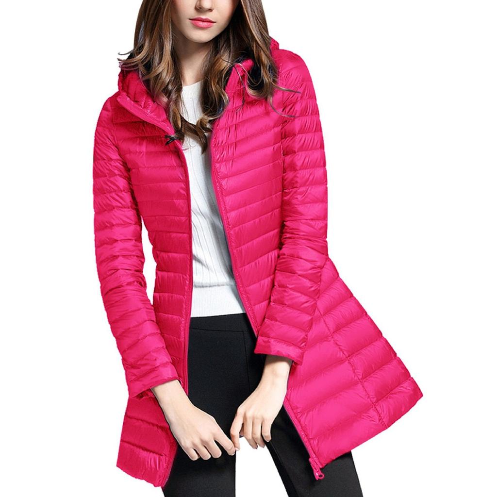 Женское стеганое пальто с капюшоном и длинным рукавом, зимняя теплая куртка средней длины на молнии и верхняя одежда