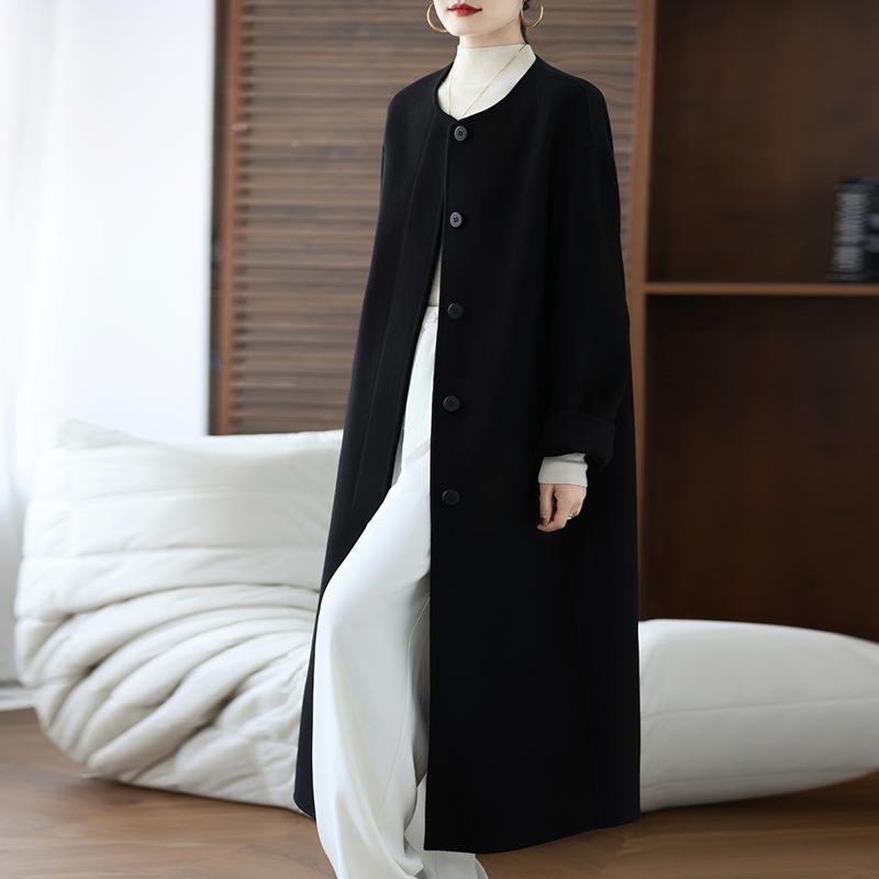 Женское пальто из 100% шерсти TIDENOVEL Осеннее шерстяное длинное пальто Ручной работы Пальто-бушлат Зимняя теплая шерстяная длинная куртка Пальто