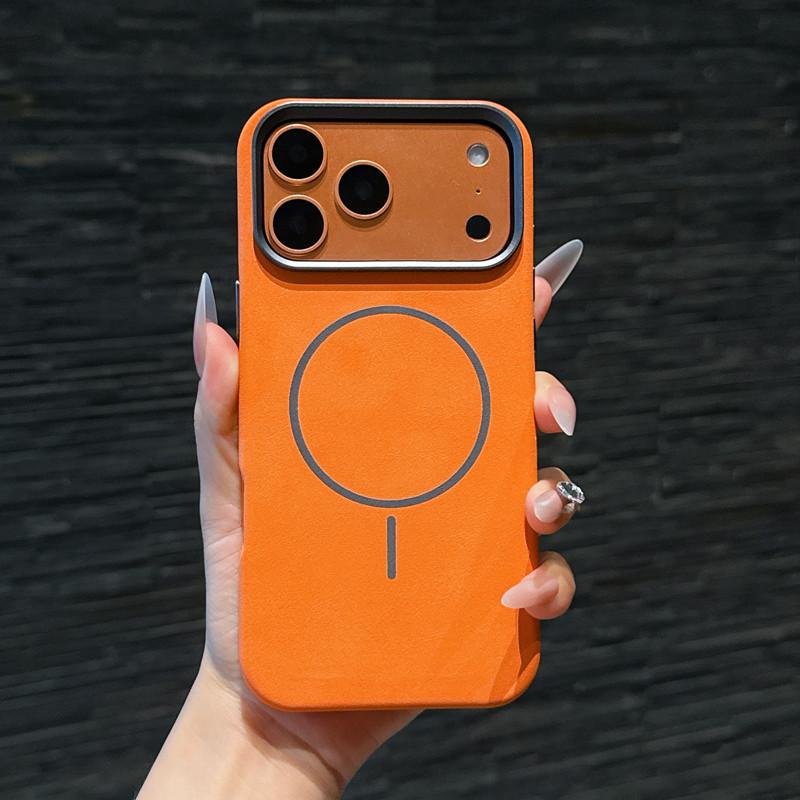 Metal Lens Protection Magnetic Attraction Case for iPhone 13 14 15 16 17 Pro Max 17 Air Premium Leather Wireless Charging Cover