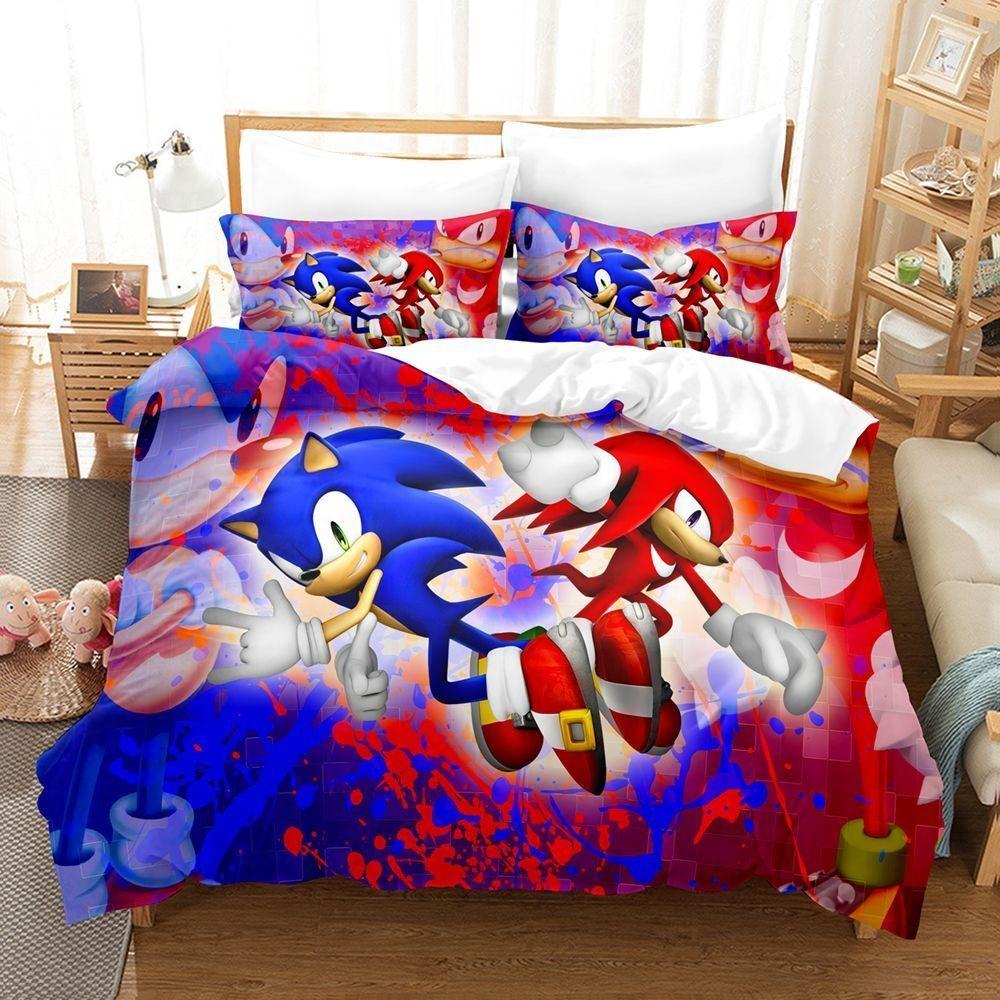 3DPrint Cartoon Anime Bedding Set The Movie S-SonicES Duvet Cover Pillowcase Boy girl Kids Bedroom Gift Single Double Large Size
