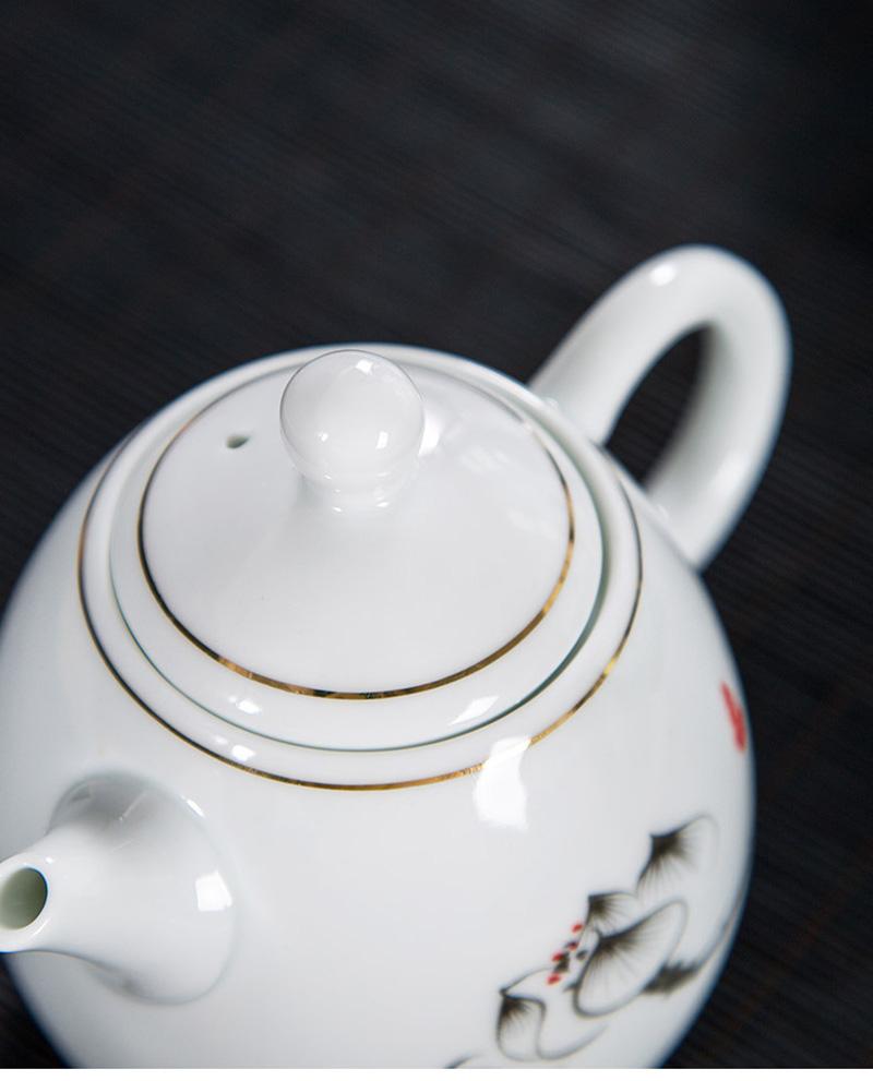 High Quality White Porcelain Teapot Exquisite Enamel Color Teapot With Tea Strainer Handmade Ceramics Teaware Tea Set