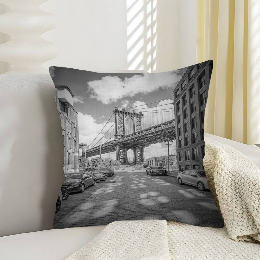 Black And White City Art Pillow Cushion Cover Pillowcase Living Room Sofa Home Decor Customized