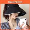 Brim Large Trendy Summer Hat For Women Uv Protection Black Sun Cap Visor