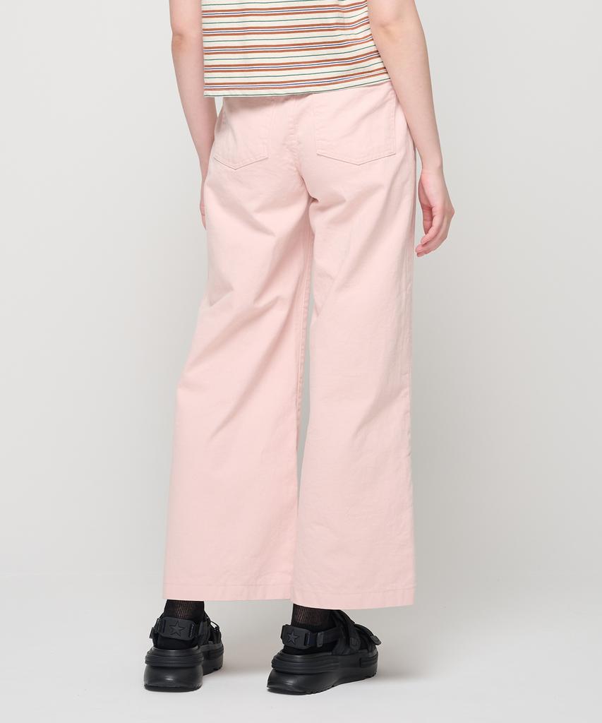 ROIDESROIS A-Line Hidden Elastic Waist Pocket Summer Cotton Pants (Light Pink)