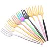6Pcs/Set Tea Cake Snack Fork Dinnerware Colorful Fork Cutlery Set Dessert Fruit Fork Silverware Western Stainless Steel Tableware