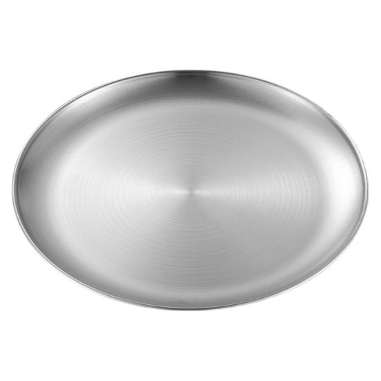 Round Dinner Plate Serving Platter Stainless Steel Barbecue Tray Korean Style Serving Dish Fruit Dessert Steak Plate