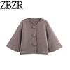 Za New Fall Women's Clothing 2025 Fashion Wind Fashion Bag Cloth Button Knitting Outwear 6771132 737
