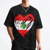 Lebanon Flag Heart T Shirts Washed Short Sleeve Harajuku TShirts  Fashion for Men Women Streetwear Printed Tee Shirt