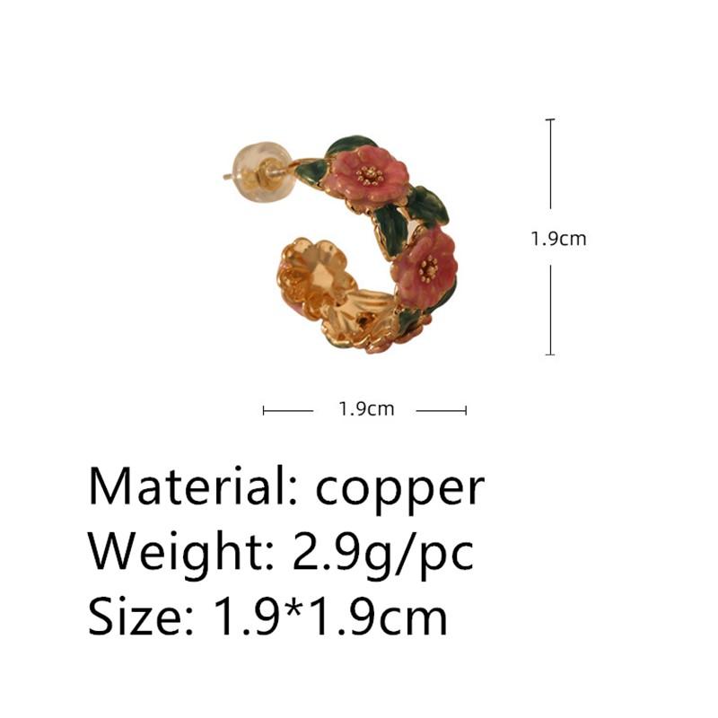 Французские серьги в стиле ретро, ​​цвет камелии, эмаль, масляные серьги-капли, модные нишевые серьги среднего возраста высокого класса