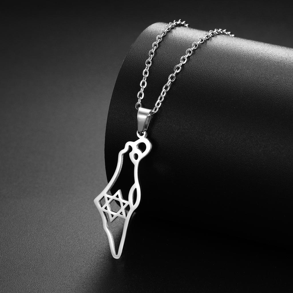 Lemegeton Ажурный Кулон-Карта Hexagram Israel из Нержавеющей Стали Ожерелье Мужское и Женское Ювелирный Подарок