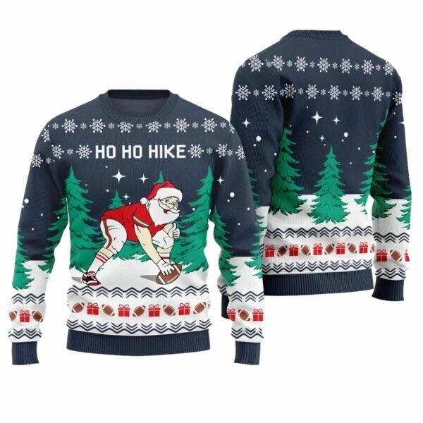Ho Ho Hike Santa Football Ugly Christmas Sweater BG Unisex T-Shirt
