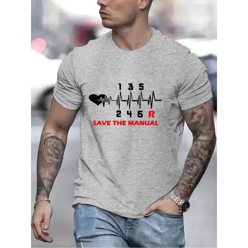 Винтажные футболки для мужчин Save The Stick Manual Transmission Three Print Top Oversize Tee Hip Hop T-Shirts Men Clothing Camiseta