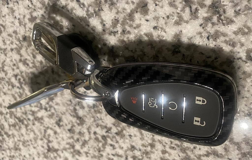 iJDMTOY Custom Fit Black Polished Carbon Fiber Key Fob Shell Cover for 2016-up Chevrolet