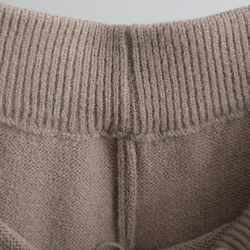 QICED Осенне-зимний комплект большого размера с высоким воротом, модный, нежный и непринужденный стиль, комплект из двух предметов свитера, однотонный трикотажный