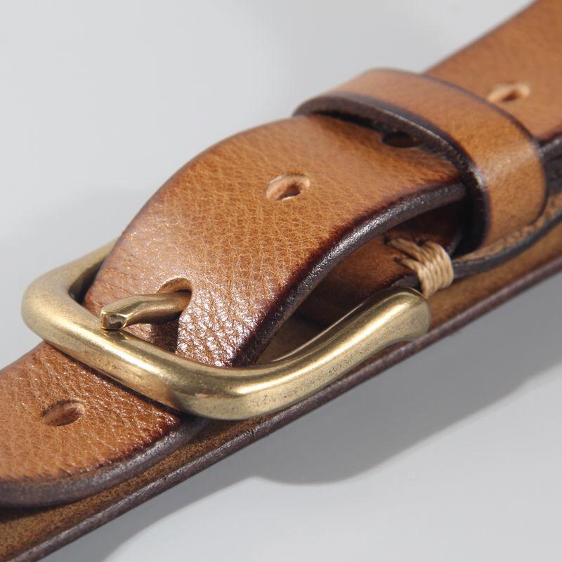 Толстый ремень из коровьей кожи, женский ремень из чистой меди с пуговицами, универсальный повседневный ремень из коровьей кожи для джинсов, высококачественный ремень в стиле ретро для женщин