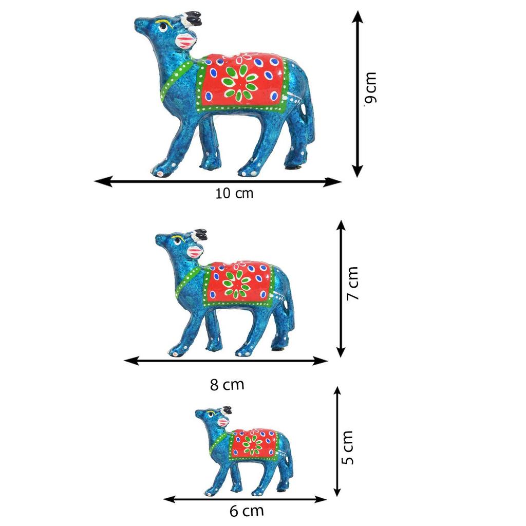 Папье-маше Выставочный экземпляр Корова для украшения дома (Небесно-голубой, Набор из 3 штук)