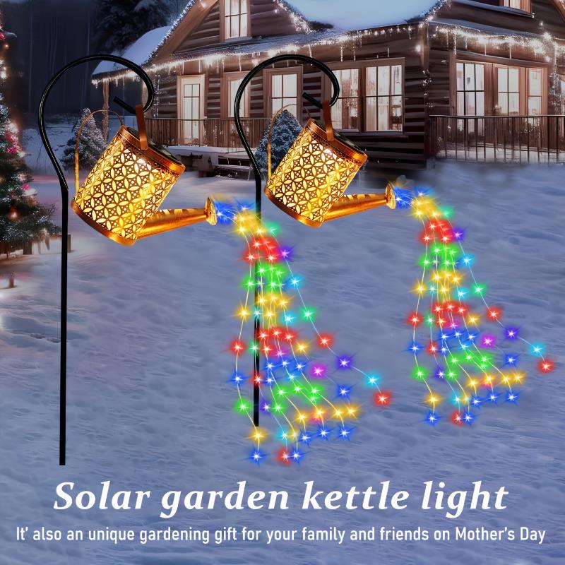 LED Solar Watering Can Lights Outdoor Solar Lantern String Waterproof Garden Lights for Patio Yard Pathway Plant Decoration