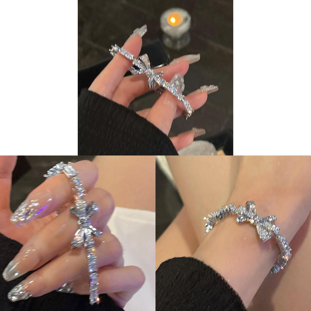 Stylish Copper Zircon Butterfly Cuff Bracelet With Minimalist Design For Female Fashion