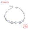 Lindon Women Zircon 925 Sterling Silver Jewelry Geometric Bead Chain Link Bracelet Fashion Fine Wedding Gift for Girlfriend