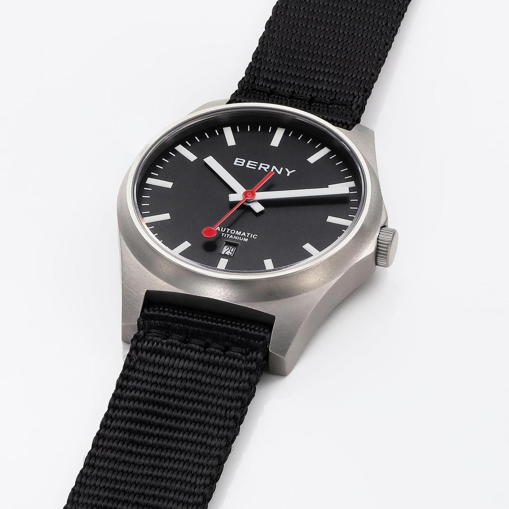 Часы BERNY Titanium, механические, автоматические, железнодорожные, водонепроницаемые, с календарем, дополненной реальностью, сапфировое стекло