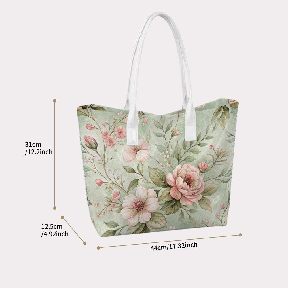 Elegant Floral Pattern Tote Bag Fashion Daily Use Shoulder Bag